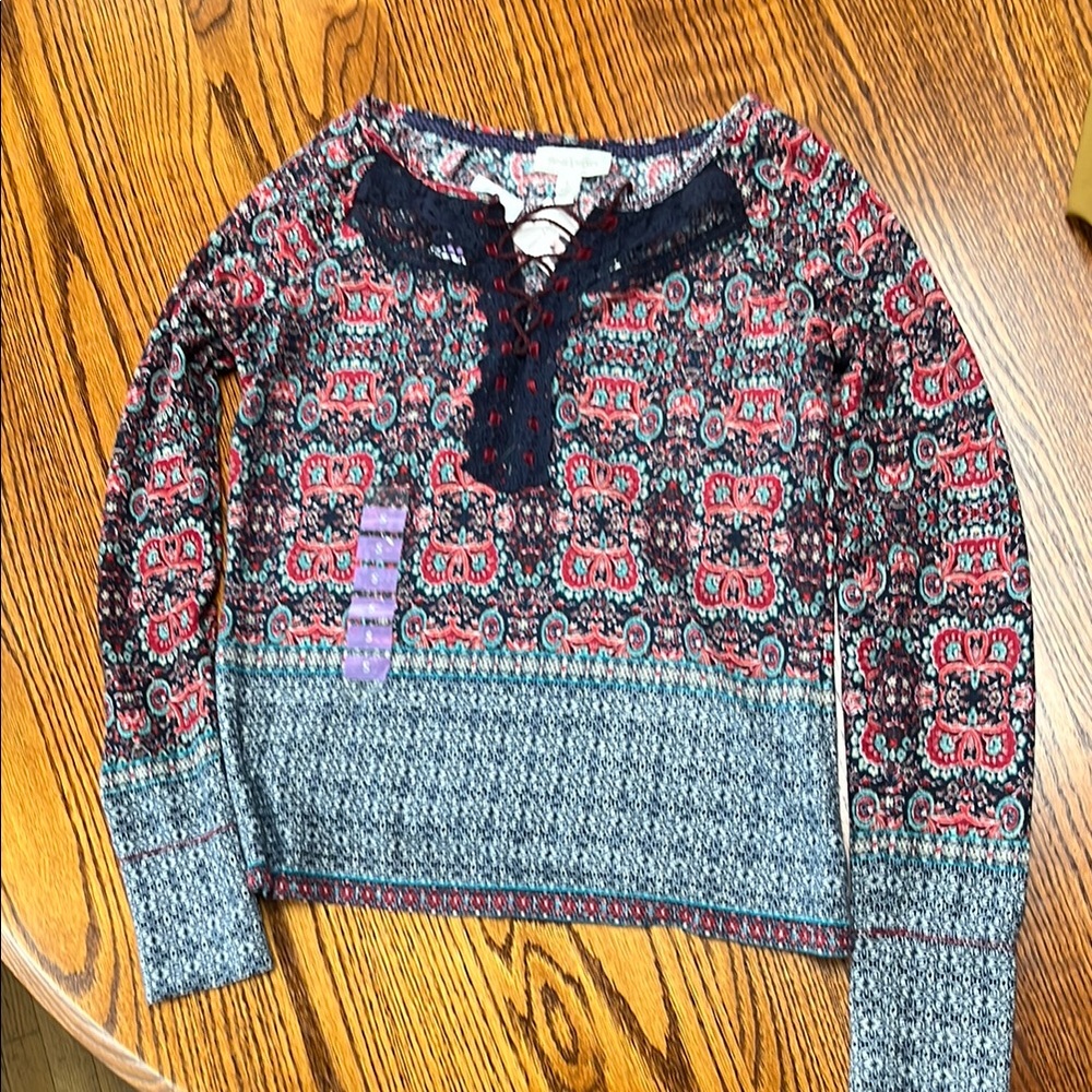 Vintage America Red and Blue Bohemian Blouse